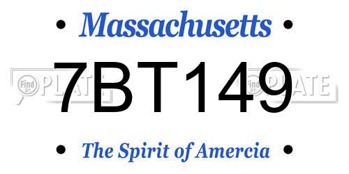 7BT149 Massachusetts License Plate