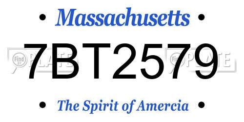 7BT2579 Massachusetts License Plate