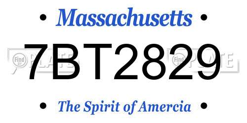 7BT2829 Massachusetts License Plate