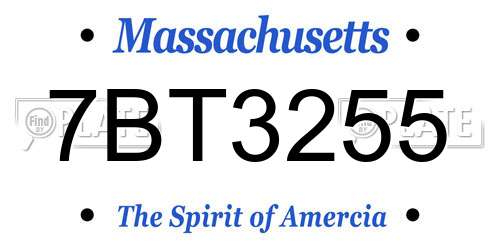 7BT3255 Massachusetts License Plate