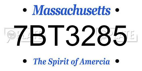 7BT3285 Massachusetts License Plate