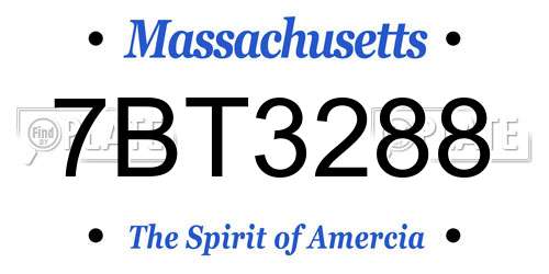 7BT3288 Massachusetts License Plate