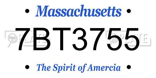 7BT3755 Massachusetts License Plate