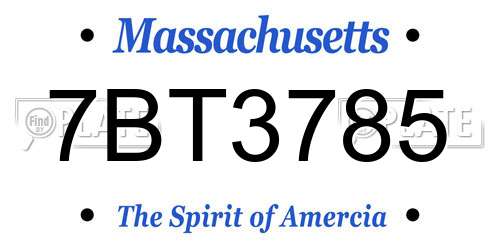 7BT3785 Massachusetts License Plate