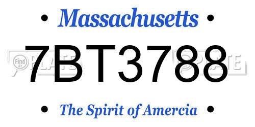 7BT3788 Massachusetts License Plate
