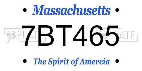 7BT465 Massachusetts License Plate