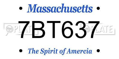 7BT637 Massachusetts License Plate