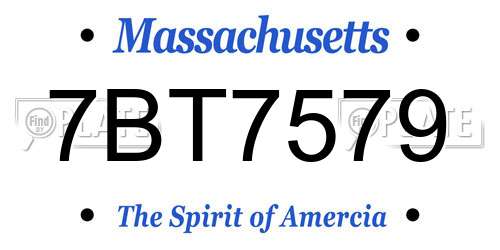 7BT7579 Massachusetts License Plate