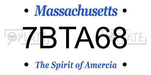 7BTA68 Massachusetts License Plate