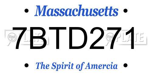 7BTD271 Massachusetts License Plate