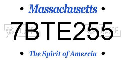 7BTE255 Massachusetts License Plate