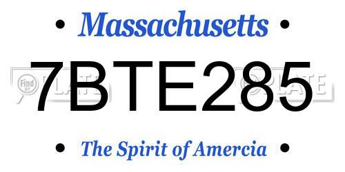 7BTE285 Massachusetts License Plate