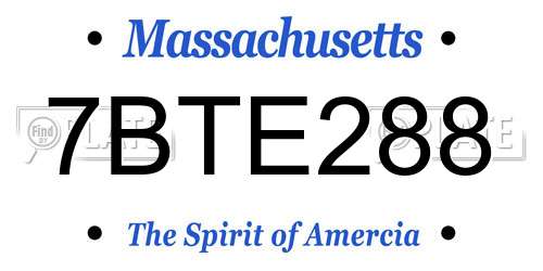 7BTE288 Massachusetts License Plate