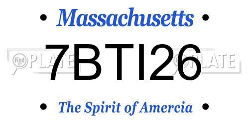 7BTI26 Massachusetts License Plate