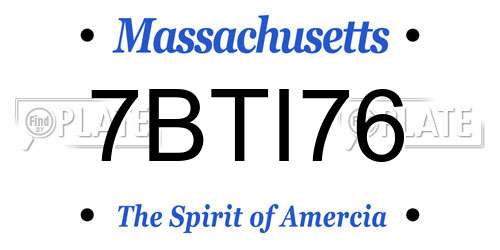 7BTI76 Massachusetts License Plate