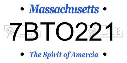7BTO221 Massachusetts License Plate