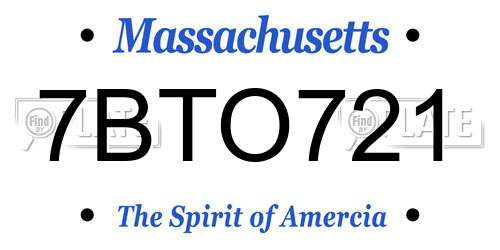 7BTO721 Massachusetts License Plate
