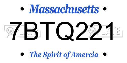 7BTQ221 Massachusetts License Plate
