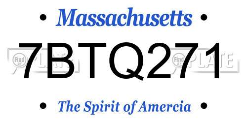 7BTQ271 Massachusetts License Plate