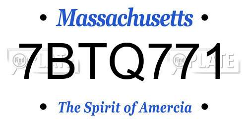 7BTQ771 Massachusetts License Plate