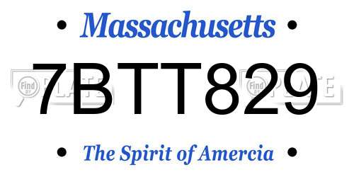 7BTT829 Massachusetts License Plate