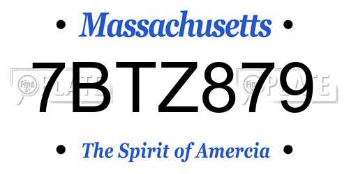 7BTZ879 Massachusetts License Plate