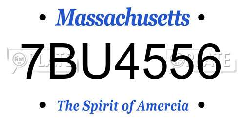 7BU4556 Massachusetts License Plate