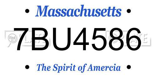 7BU4586 Massachusetts License Plate