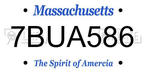 7BUA586 Massachusetts License Plate