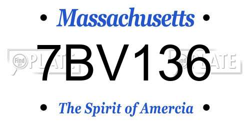 7BV136 Massachusetts License Plate