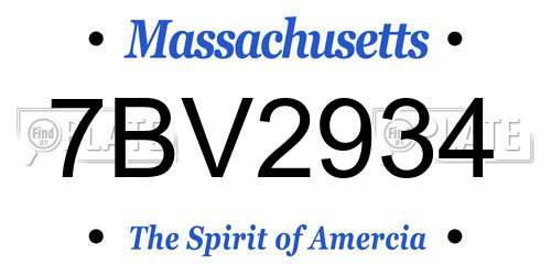 7BV2934 Massachusetts License Plate