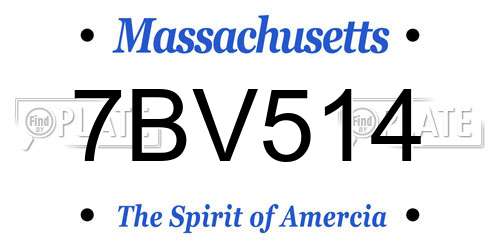 7BV514 Massachusetts License Plate