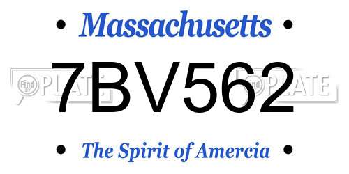 7BV562 Massachusetts License Plate