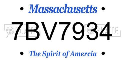 7BV7934 Massachusetts License Plate