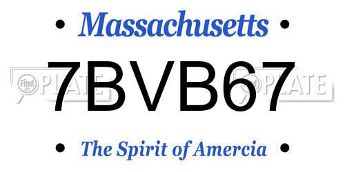 7BVB67 Massachusetts License Plate