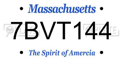 7BVT144 Massachusetts License Plate
