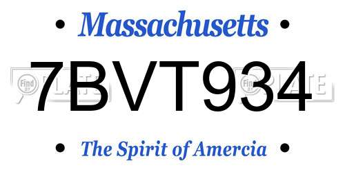 7BVT934 Massachusetts License Plate