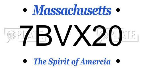 7BVX20 Massachusetts License Plate