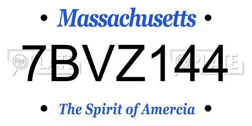 7BVZ144 Massachusetts License Plate