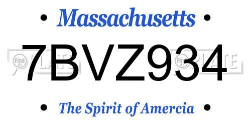 7BVZ934 Massachusetts License Plate
