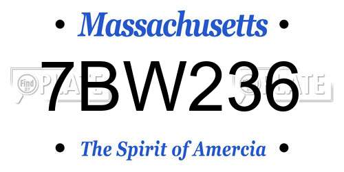 7BW236 Massachusetts License Plate
