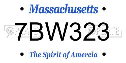 7BW323 Massachusetts License Plate