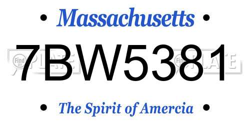 7BW5381 Massachusetts License Plate