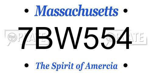 7BW554 Massachusetts License Plate