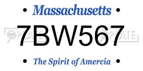 7BW567 Massachusetts License Plate