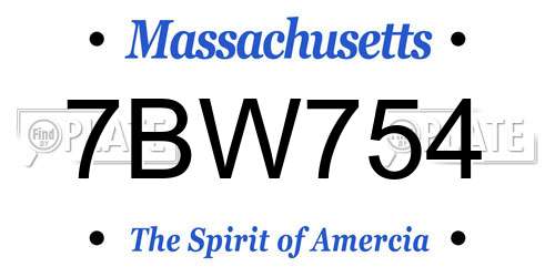 7BW754 Massachusetts License Plate