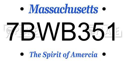 7BWB351 Massachusetts License Plate