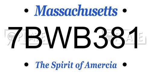 7BWB381 Massachusetts License Plate