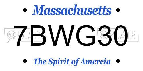 7BWG30 Massachusetts License Plate