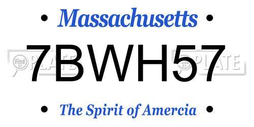 7BWH57 Massachusetts License Plate